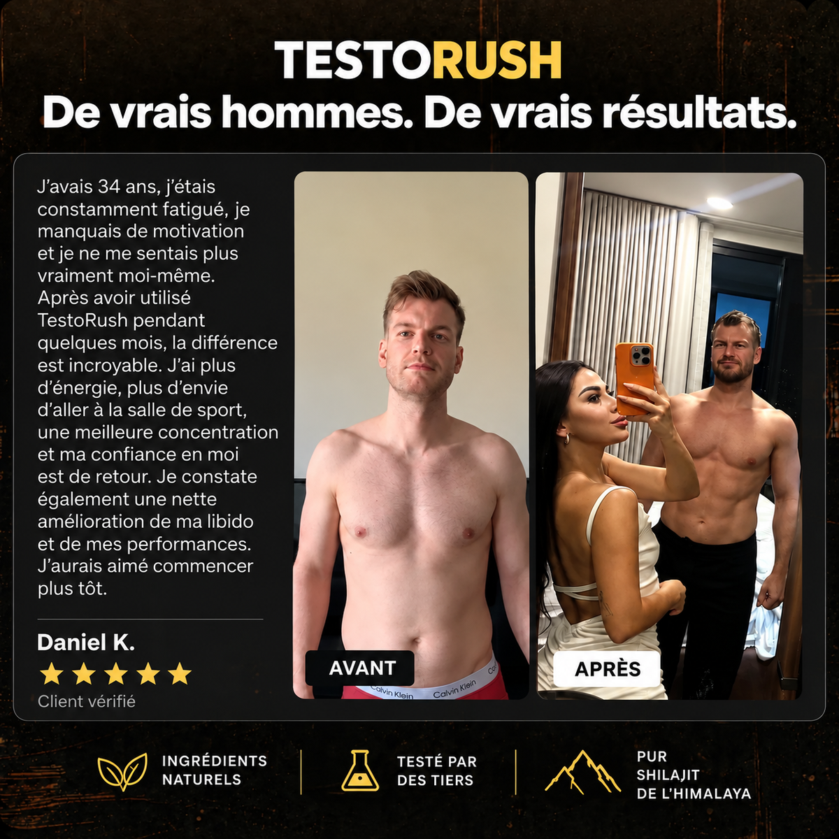 TestoRush | Votre boost quotidien de testostérone